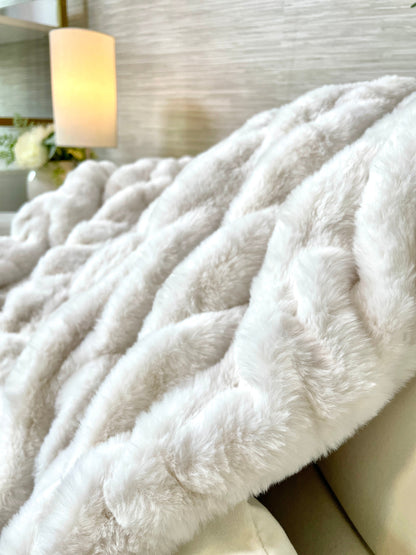 Ivory Faux Fur Blanket - Large: 60"x72" Cloud9