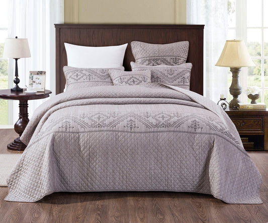 DaDa Bedding Whimsical Lavender Grey Cottage Soft Quilted Coverlet Bedspread Set (JHW866) DaDalogy Bedding Collection