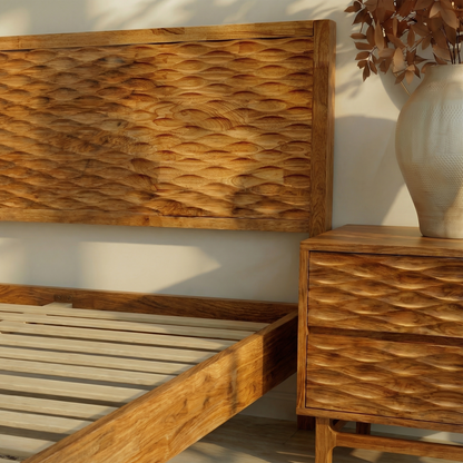 Acacia Elara Platform Bed Frame with Headboard