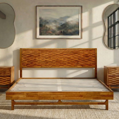 Acacia Elara Platform Bed Frame with Headboard