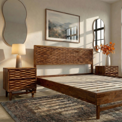 Acacia Elara Platform Bed Frame with Headboard