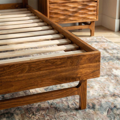 Acacia Elara Platform Bed Frame with Headboard