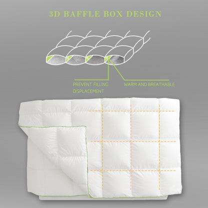 Kasentex Ultra Soft Green Piped Edge Warm Heavy Weights Down Comforter, White, Room Decor, Graduation Gifts Kasentex