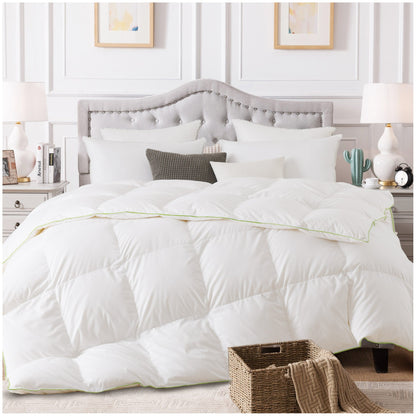 Kasentex Ultra Soft Green Piped Edge Warm Heavy Weights Down Comforter, White, Room Decor, Graduation Gifts Kasentex