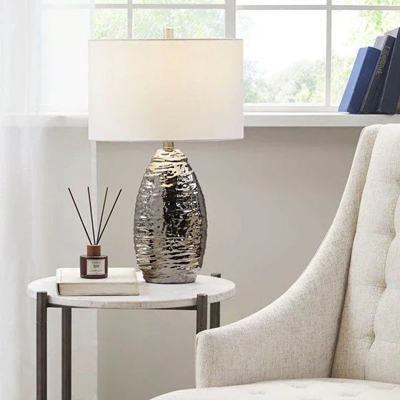 Livy Oval Textured Ceramic Table Lamp - Fluent Trends