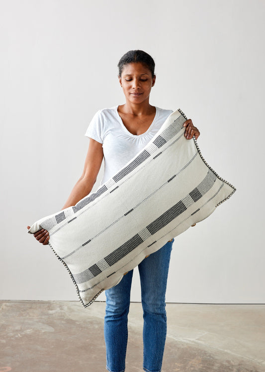 Fulcrum Onyx Oversized Cotton Lumbar Pillow Kanju Interiors