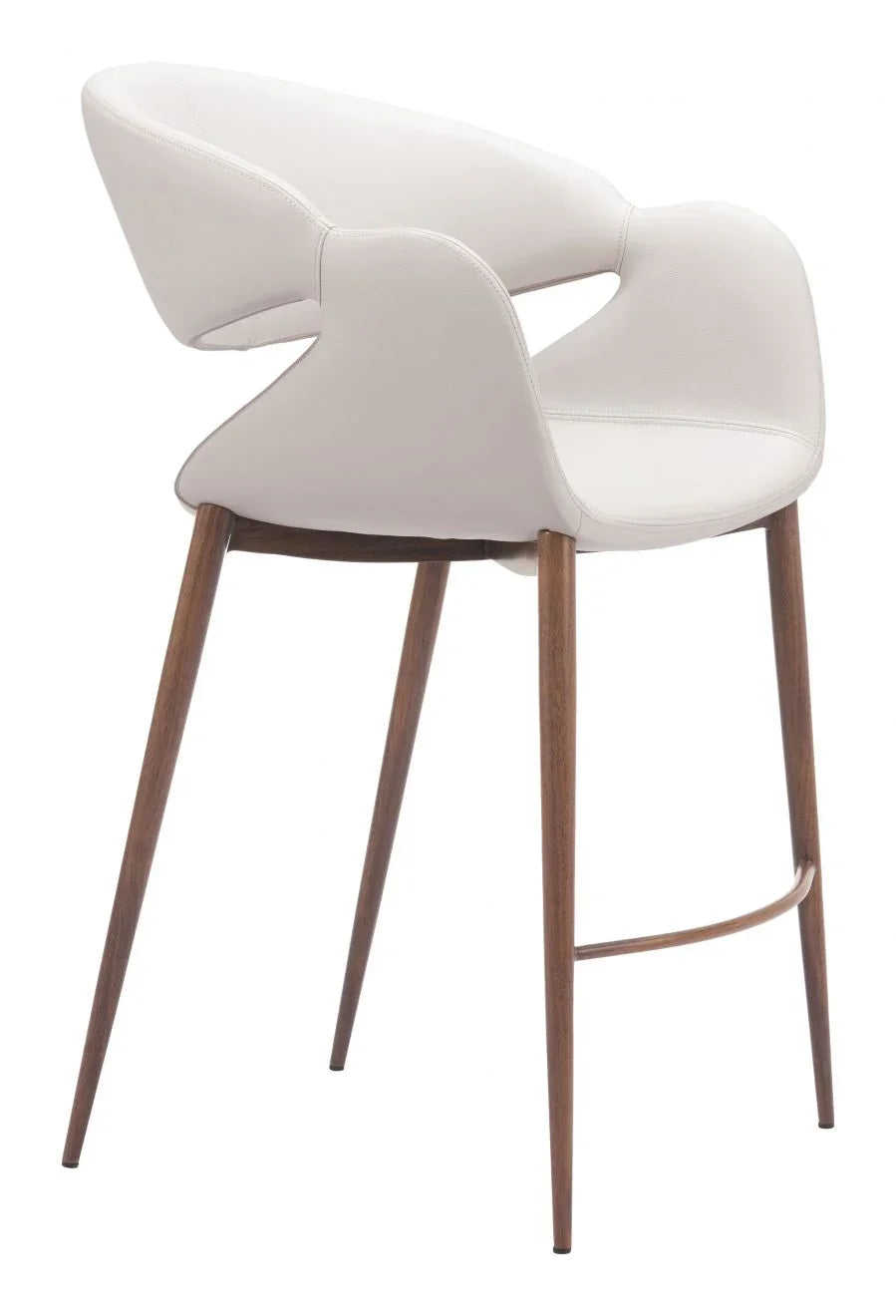 Angled View of White Vinyl Upholstery and Durable Steel Frame