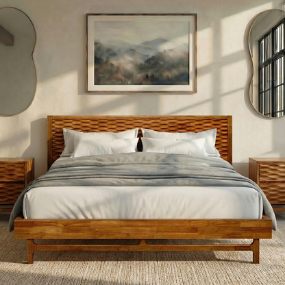 Acacia Elara Platform Bed Frame with Headboard