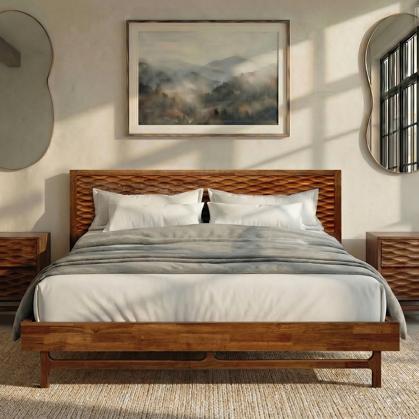Acacia Elara Platform Bed Frame with Headboard