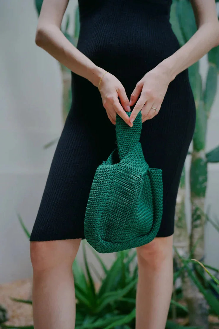 Mackenzie Knit Clutch in Emerald - Fluent Trends