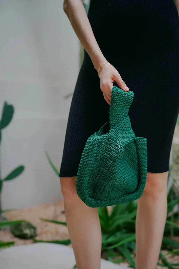 Mackenzie Knit Clutch in Emerald - Fluent Trends