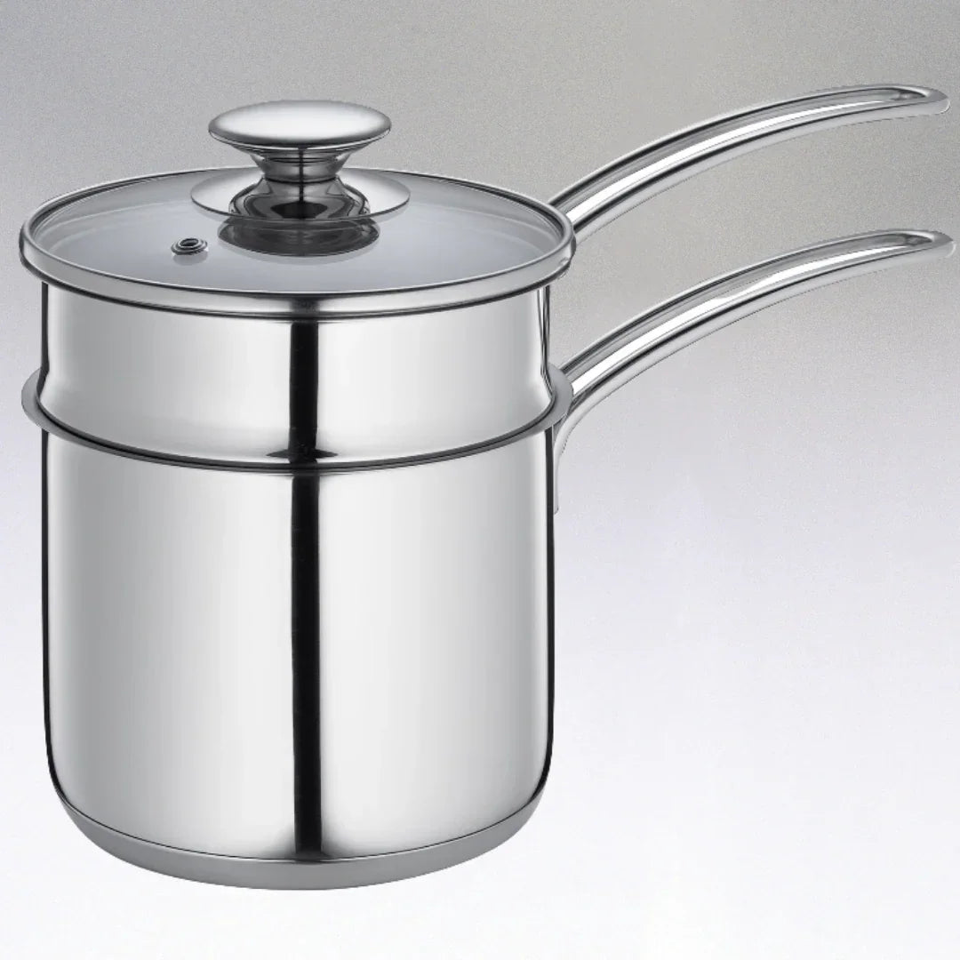Double Boiler with Glass Lid - 1.6 Qt Stainless Steel Induction