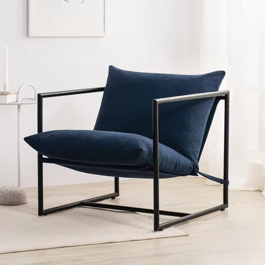 Modern Navy Blue Upholstered Accent Chair with Metal Frame Melrose Home Design