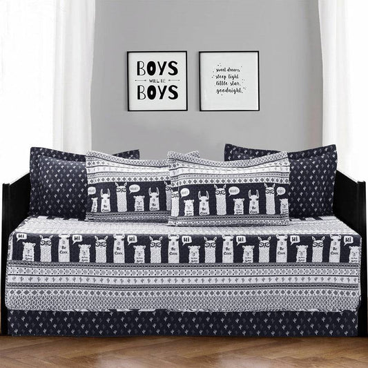 Navy White Stripes Llama Cactus Southwest 6 Piece Lightweight Daybed Cover Set Melrose Home Design