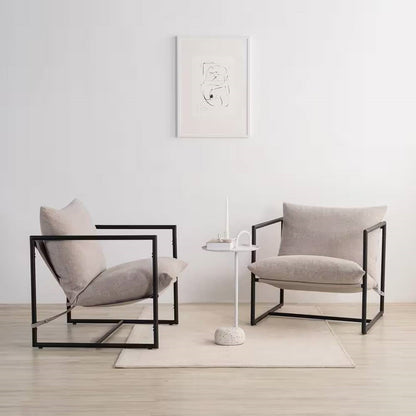 Modern Beige Grey Tan Oatmeal Upholstered Accent Chair with Metal Frame Melrose Home Design