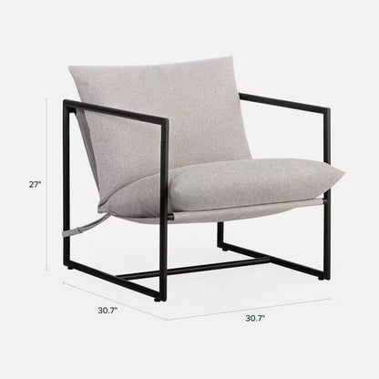 Modern Beige Grey Tan Oatmeal Upholstered Accent Chair with Metal Frame Melrose Home Design