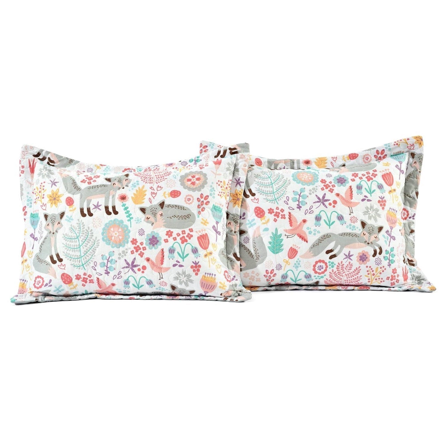 Pink Teal Orange Grey 6 Piece Floral Foxes Daybed Cover Bedding Set Melrose Home Design