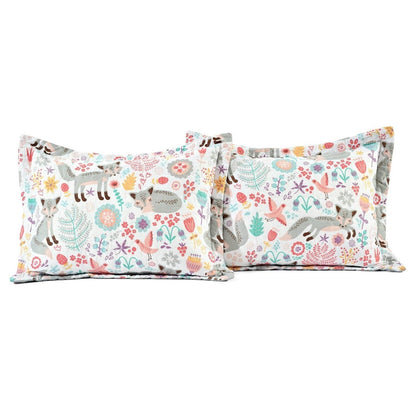Pink Teal Orange Grey 6 Piece Floral Foxes Daybed Cover Bedding Set Melrose Home Design