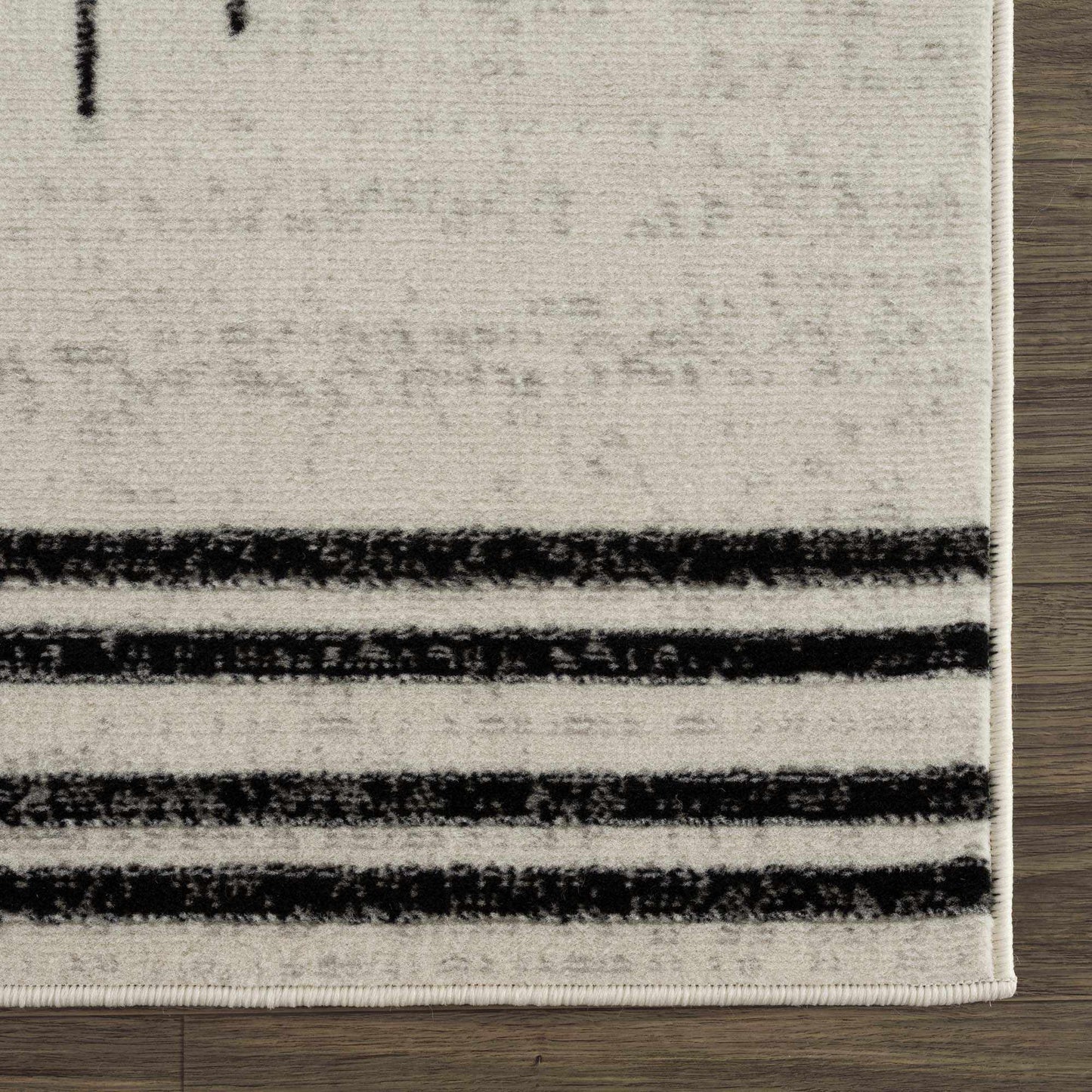 Angus Abstract Black & White Striped Area Rug - Modern Farmhouse Polypropylene, Non-Shedding, Hauteloom