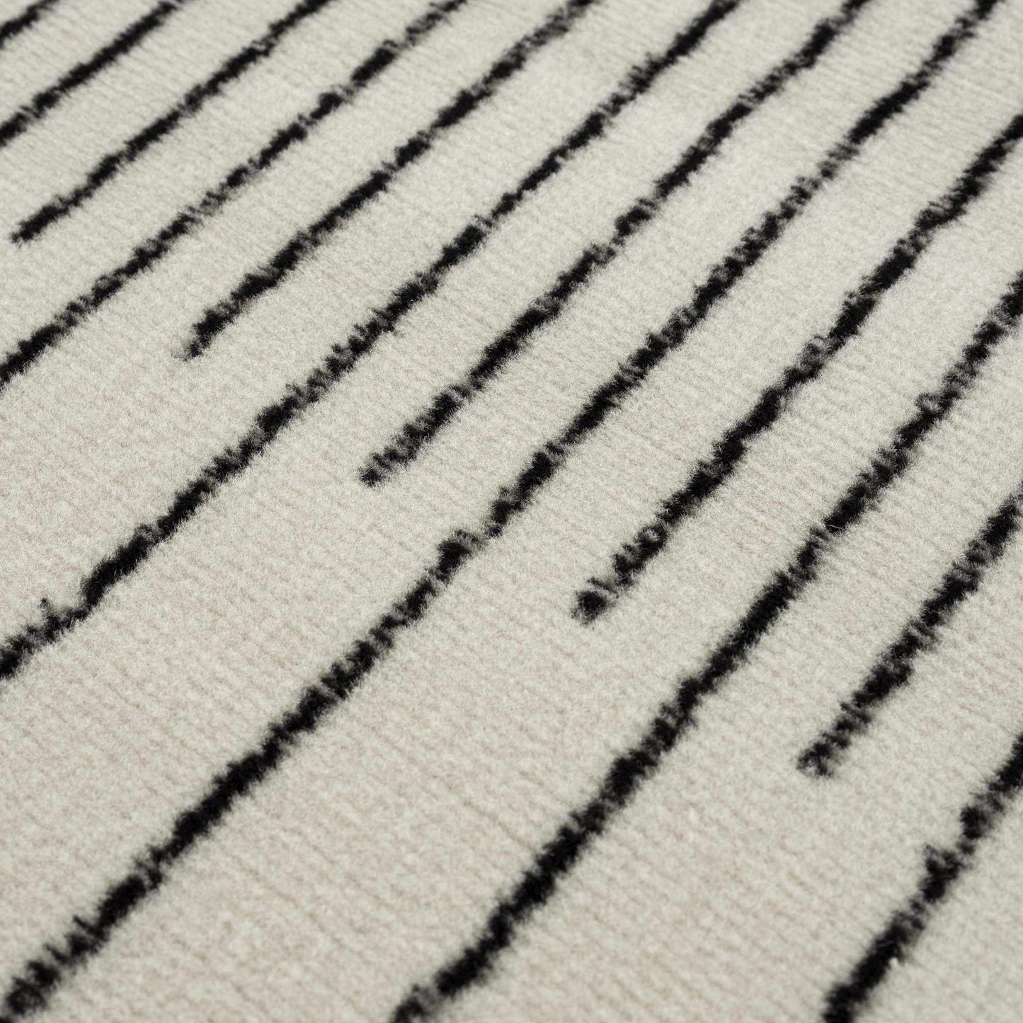 Angus Abstract Black & White Striped Area Rug - Modern Farmhouse Polypropylene, Non-Shedding, Hauteloom