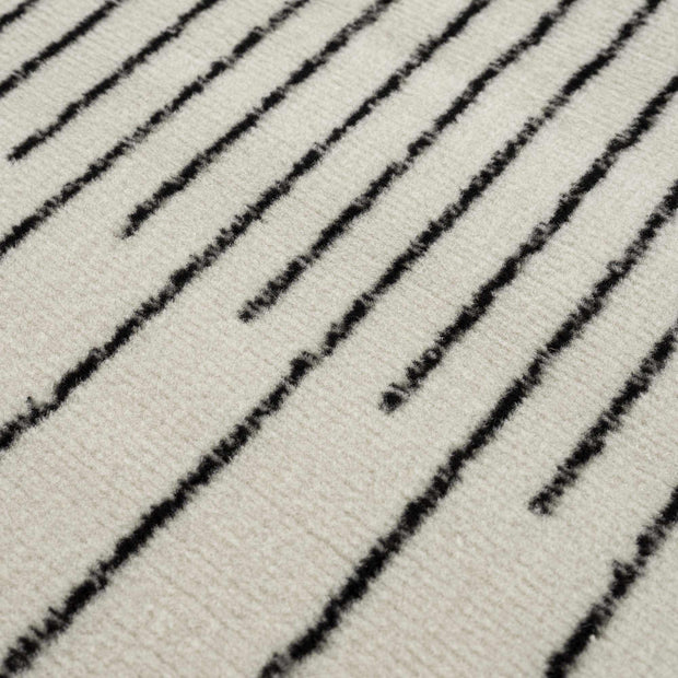 Angus Abstract Black & White Striped Area Rug - Modern Farmhouse Polypropylene, Non-Shedding, Hauteloom - Fluent Trends Rugs