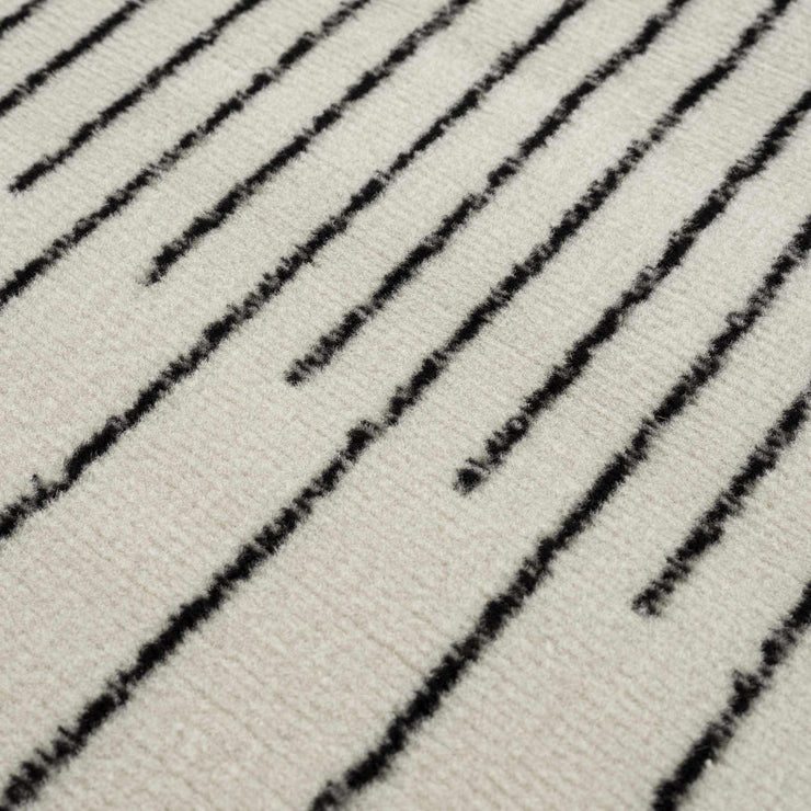 Angus Abstract Black & White Striped Area Rug - Modern Farmhouse Polypropylene, Non-Shedding, Hauteloom - Fluent Trends Rugs