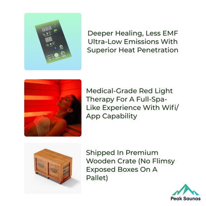 Peak Saunas Fuji 2-Person Full Spectrum Infrared Sauna with XL Medical-Grade Red Light Therapy & Smart WiFi App Control Peak Wellness USA