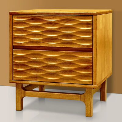 Acacia Elara Nightstand with 2 Drawers - Fluent Trends
