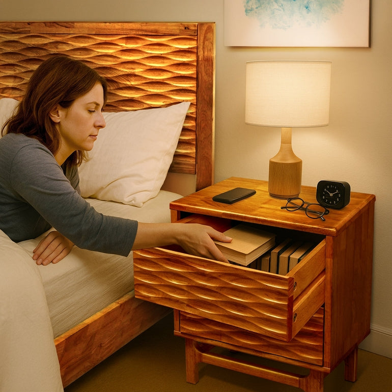 Acacia Elara Nightstand with 2 Drawers