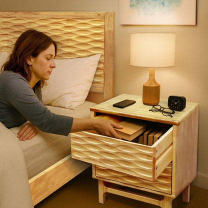 Acacia Elara Nightstand with 2 Drawers
