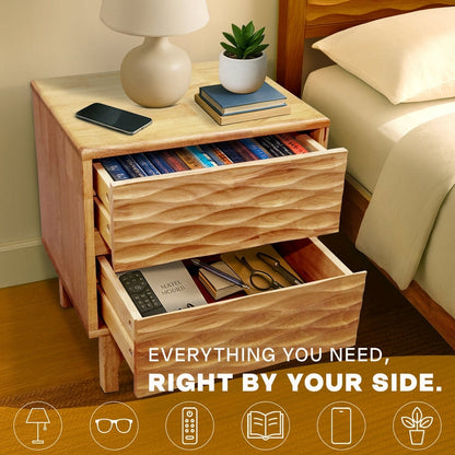 Acacia Elara Nightstand with 2 Drawers