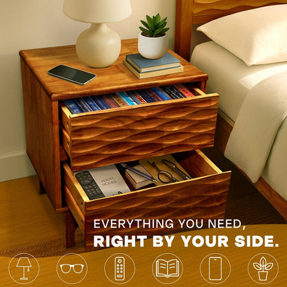Acacia Elara Nightstand with 2 Drawers