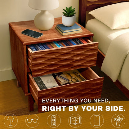 Acacia Elara Nightstand with 2 Drawers
