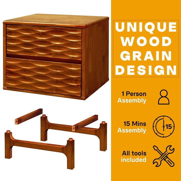 Acacia Elara Nightstand with 2 Drawers