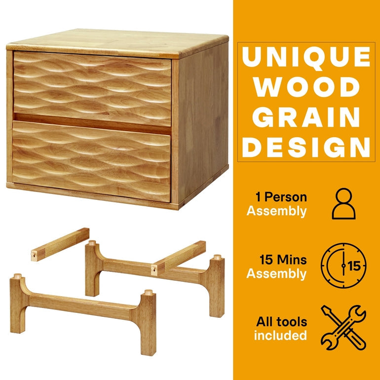Acacia Elara Nightstand with 2 Drawers
