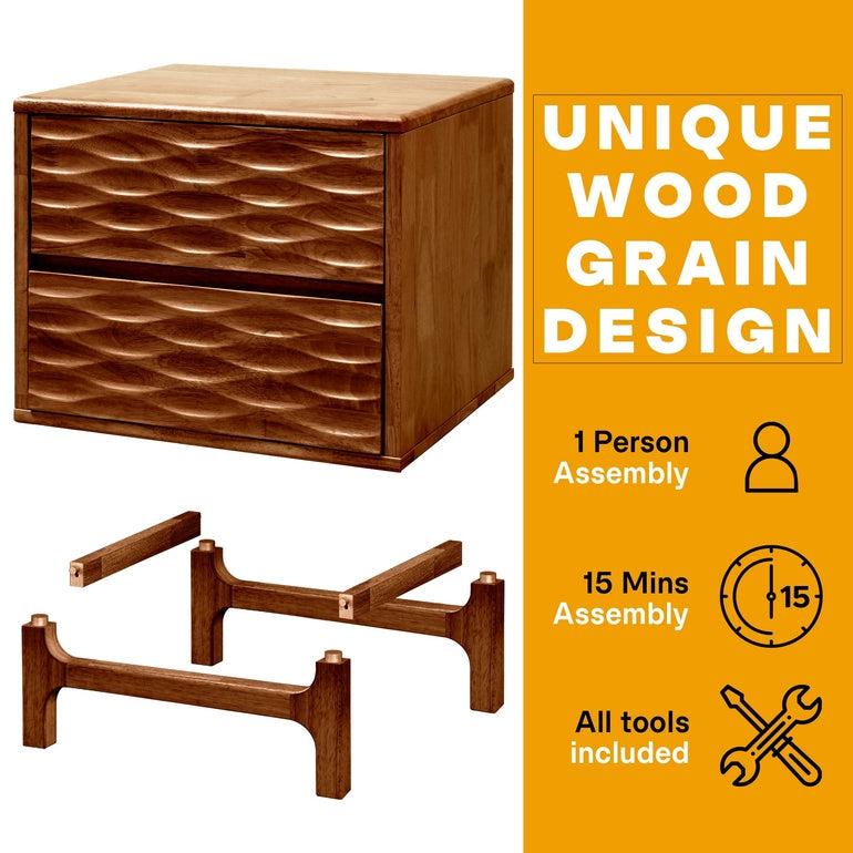 Acacia Elara Nightstand with 2 Drawers