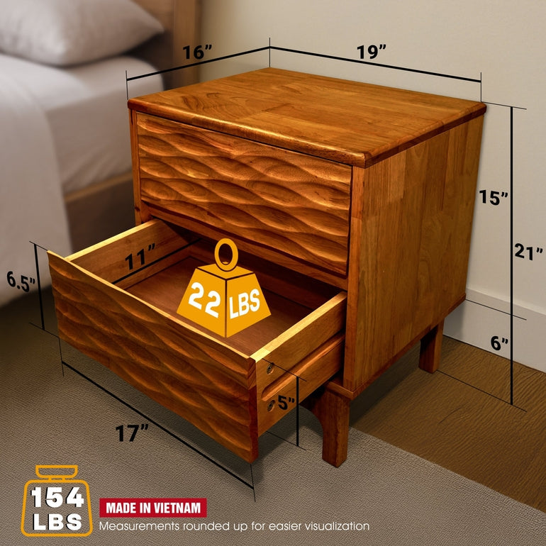 Acacia Elara Nightstand with 2 Drawers