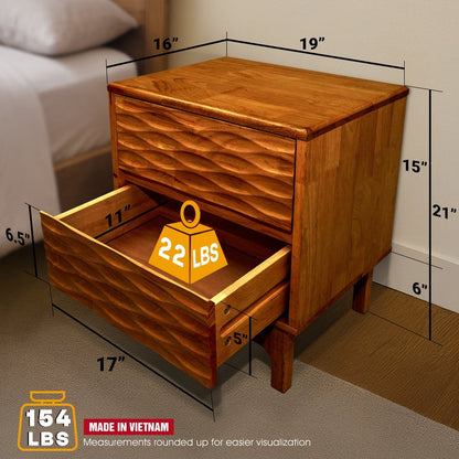 Acacia Elara Nightstand with 2 Drawers