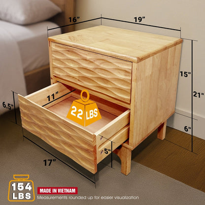 Acacia Elara Nightstand with 2 Drawers