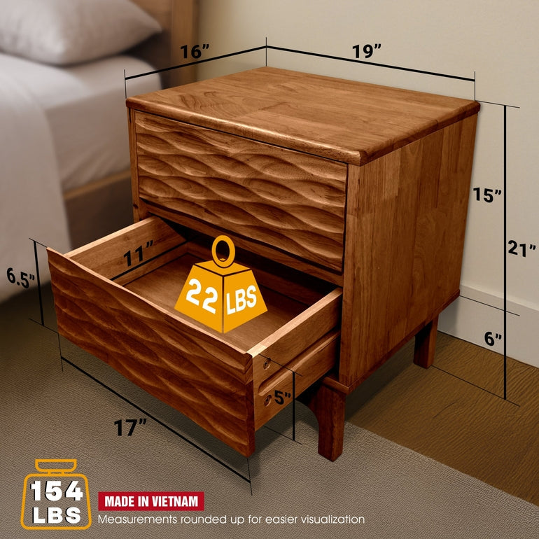 Acacia Elara Nightstand with 2 Drawers