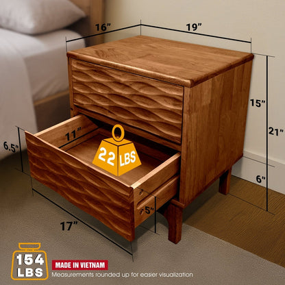 Acacia Elara Nightstand with 2 Drawers