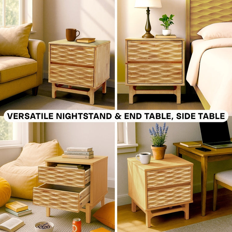 Acacia Elara Nightstand with 2 Drawers