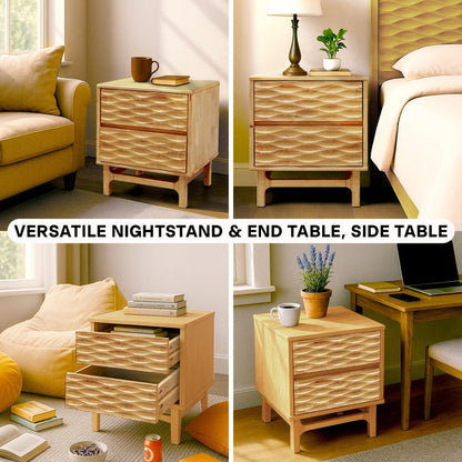 Acacia Elara Nightstand with 2 Drawers