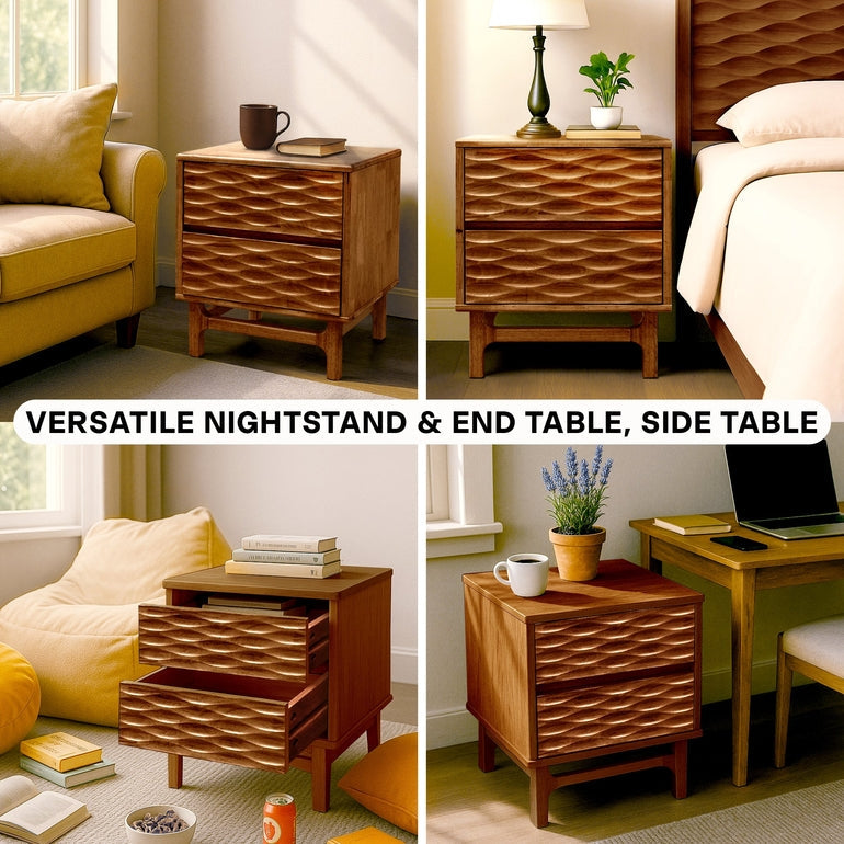 Acacia Elara Nightstand with 2 Drawers