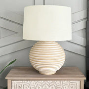 Weathered Cream Round Table Lamp - Fluent Trends