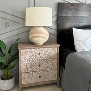 Weathered Cream Round Table Lamp - Fluent Trends