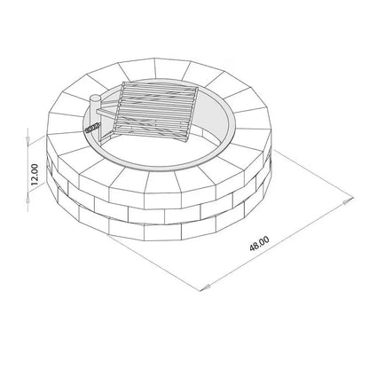 48-in Outdoor Round Concrete Block Stone Fire Pit Kit with Cooking Grill Grate - Fluent Trends