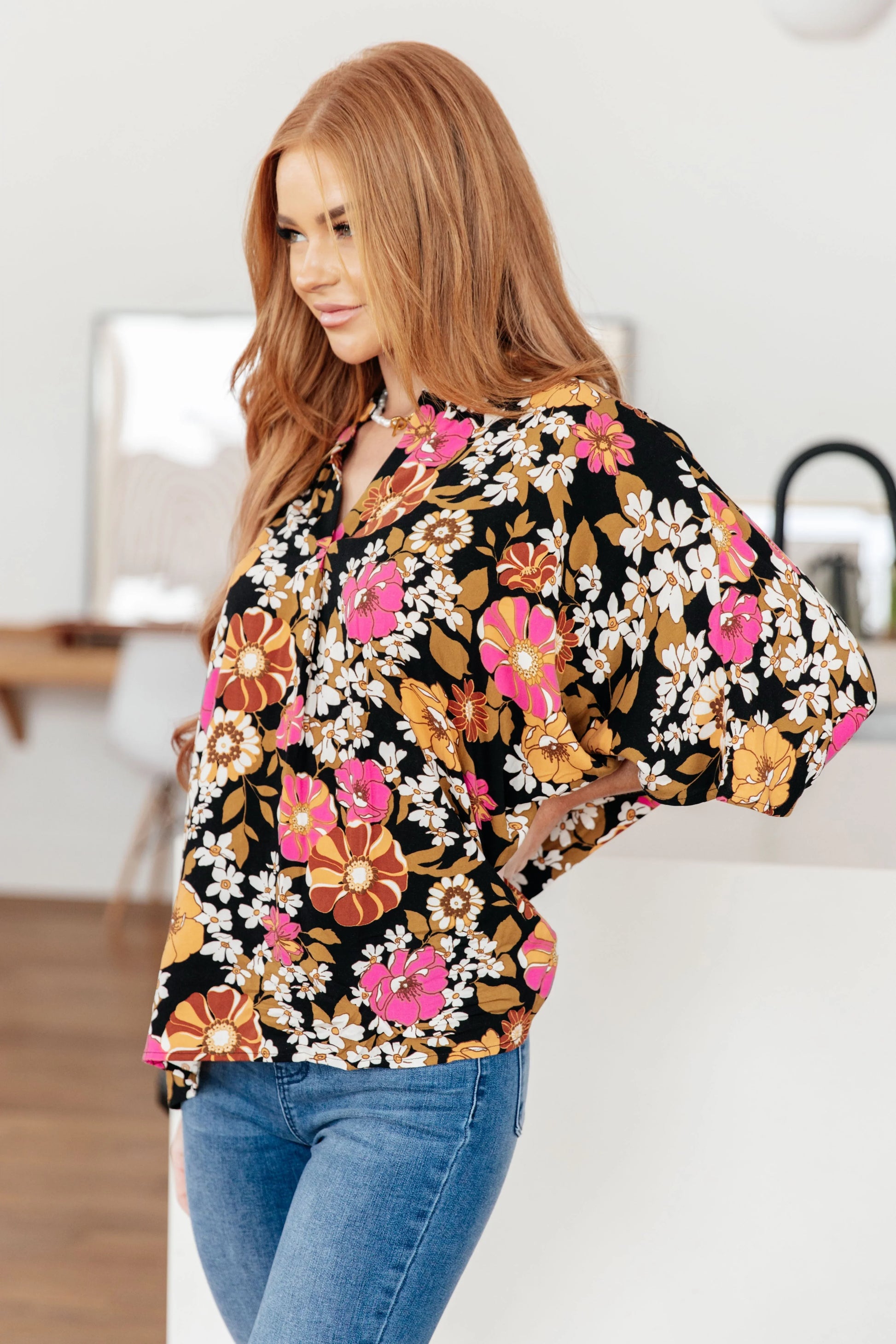Take Another Chance Floral Print Top - Fluent Trends