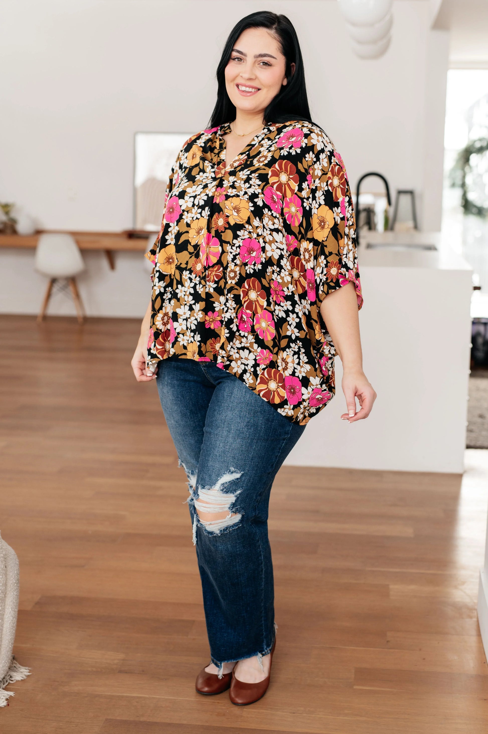 Take Another Chance Floral Print Top - Fluent Trends