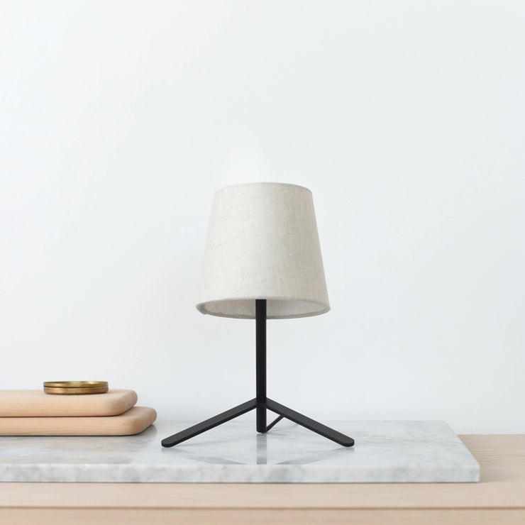 Tokyo I Table Lamp: Solid Brass or Recycled Steel with Unbleached Cotton Shade - Fluent Trends